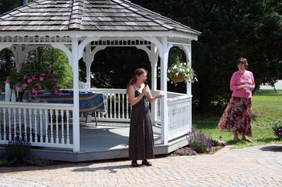 Reading Garden
The Joseph H. Plumb Memorial Library in Rochester recently dedicated a new Reading Garden, an outdoor sculpture garden and sitting area, that was a gift of the family and friends of Steven Santos in his memory on Saturday morning, June 28. (Photo by Robert Chiarito).

