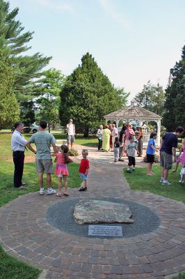 Reading Garden
The Joseph H. Plumb Memorial Library in Rochester recently dedicated a new Reading Garden, an outdoor sculpture garden and sitting area, that was a gift of the family and friends of Steven Santos in his memory on Saturday morning, June 28. (Photo by Robert Chiarito).
