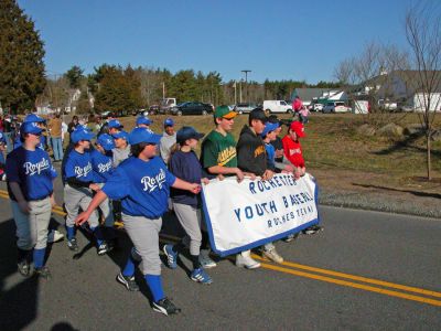 Rochester Opening Day 2007
Members of the Rochester Youth Baseball League (RYB) held their Opening Day Parade and Ceremonies on Saturday, April 14 in the Rochester Town Center. Several hundred youngsters marched from the green in front of the First Congregational Church to their field of dreams, Gifford Park, to mark the opening of the 2007 baseball season. Each of the leagues 20 teams had a place in the parade. (Photo by Robert Chiarito).
