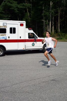 Rochester 5K
Dana Dourdeville of Marion approaches the finish line in the 2008 Rochester Road Race 5K held on Saturday, August 16. Dourdeville finished second overall in 17:26. (Photo by Olivia Mello).
