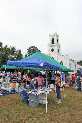 Rochester Rummage
The First Congregational Church of Rochester held their annual outdoor Rummage Sale on the Town Green in Rochester Center on Saturday, August 30. The event drew a sizeable crowd of potential customers looking for great items at bargain prices. (Photo by Robert Chiarito).
