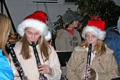 Making Merry Music
Members of the Rochester Memorial School Band perform holiday classics during the 2006 Annual Tree Lighting Ceremony held at the Rochester Town Hall on Monday, December 11. (Photo by Kenneth J. Souza).
