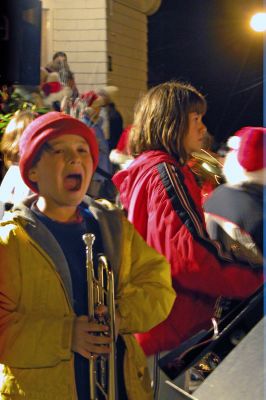 Warming Up
A member of the Rochester Memorial School Band "warms up" for his performance in the 2006 Annual Tree Lighting Ceremony held at the Rochester Town Hall on Monday, December 11. (Photo by Kenneth J. Souza).
