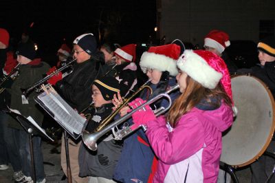 Tree Lighting
Members of the Memorial School Band performed holiday classics for the town's annual Christmas Tree Lighting held outside Town Hall on Monday evening, December 8. (Photo by Kenneth J. Souza).
