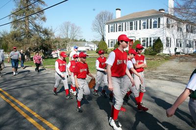 Play Ball!
The Rochester Youth Baseball (RYB) League held their Opening Day ceremony in the town center on Saturday, April 19 with a parade to the Dexter Lane ballfield. (Photo by Robert Chiarito).


