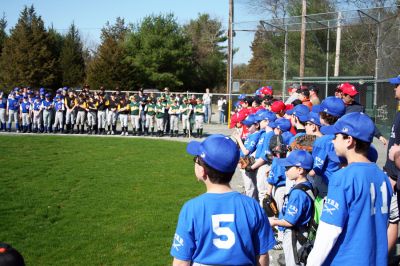 Play Ball!
The Rochester Youth Baseball (RYB) League held their Opening Day ceremony in the town center on Saturday, April 19 with a parade to the Dexter Lane ballfield. (Photo by Robert Chiarito).


