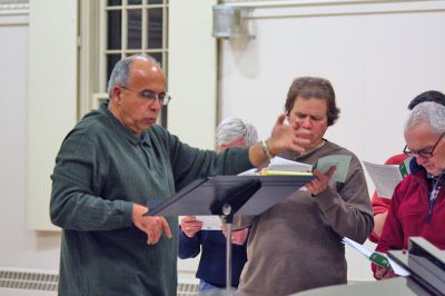 Choral Works
Members of the Sippican Choral Society, under the direction of Brian Roderick, recently rehearsed at the Mattapoisett Congregational Church. Rehearsals for the 2009 Spring concert, Days of Blue and Gray, are now taking place and new members may join until January 26 and no auditions are required. Rehearsals will be held on Monday evenings from 7:30 to 9:30 pm in the Mattapoisett Congregational Churchs Reynard Hall, 27 Church Street, Mattapoisett. (Photo by Robert Chiarito).
