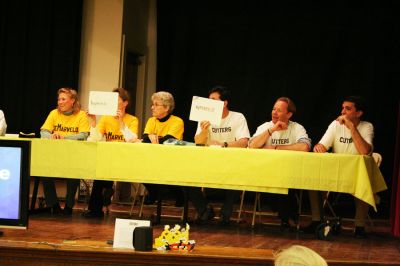 What's the Buzz?
The Second Annual Lizzie Ts Spelling Bee to benefit Marions Elizabeth Taber Library was held on Thursday, March 6 at the Marion Music Hall. Eleven teams of three members each competed in three rounds for the title of "Best Spellers." (Photo by Kenneth J. Souza).
