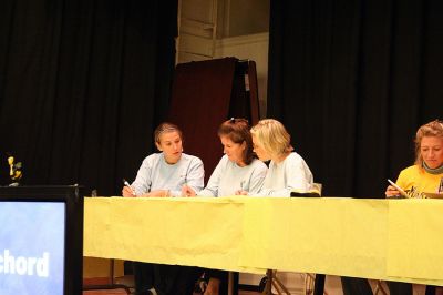 What's the Buzz?
The Second Annual Lizzie Ts Spelling Bee to benefit Marions Elizabeth Taber Library was held on Thursday, March 6 at the Marion Music Hall. Eleven teams of three members each competed in three rounds for the title of "Best Spellers." (Photo by Kenneth J. Souza).
