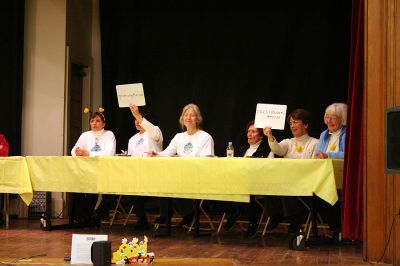 What's the Buzz?
The Second Annual Lizzie Ts Spelling Bee to benefit Marions Elizabeth Taber Library was held on Thursday, March 6 at the Marion Music Hall. Eleven teams of three members each competed in three rounds for the title of "Best Spellers." (Photo by Kenneth J. Souza).
