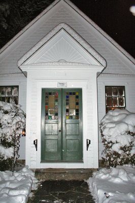 Chapel Caroling
Holiday caroling was held at the Tinkhamtown Chapel in Mattapoisett on Saturday, December 20. The annual Christmas tradition included a sing-along celebration of holiday music. The chapel, quaintly lit by oil lamps and heated by a pot-belly stove, provided the perfect old-fashioned setting. (Photo by Robert Chiarito).
