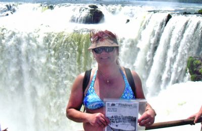Waterfall Wanderer
Toya Doran Gabeler, who grew up in Mattapoisett and still comes home every summer to her familys cottage at Angelica Point, poses here with a copy of The Wanderer during a trip to Puerto Iguazu, Argentina last February. Here she is seen standing at Iguazu Falls, a UNESCO world heritage site where there are over 300 waterfalls!
