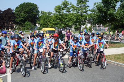 Tri-Town Bikers
The second annual Pan Mass Challenge (PMC) Tri-Town Ride for Kids was held on Saturday, June 14 in Mattapoisett with bikers of all ages rolling across the finish line at Center School. Proceeds from the Tri-Town Ride will benefit the Pan-Mass Challenge, which supports cancer research and treatment at Dana-Farber Cancer Institute through its Jimmy Fund. (Photo by Robert Chiarito).
