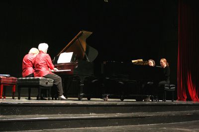 Two Plus Two
The double duo piano talents of Linda Maranis and Sheila Converse and Margaret Ann Martin and Adrienne Forrest performed a concert of classic hits at Tabor Academy in Marion on Friday night, November 2. (Photo by Robert Chiarito).
