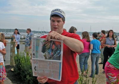 VB Engrossed
FOX 25 Morning News Commentator and Howie Carr Talk Show alum Doug VB Goudie finds himself engrossed with the latest issue of The Wanderer. (Photo by Kenneth J. Souza).
