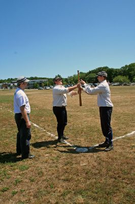 Vintage Base Ball
Members of the Old Ironsides Vintage Base Ball Club played a traditional period game of "base ball" at Old Hammondtown School on Sunday, August 5 as part of Mattapoisett's weeklong 150th Birthday Celebration. (Photo by Robert Chiarito).
