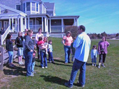 Welcome to the Camp
Carl Robideau, Director of Camp Massasoit at the Mattapoisett branch of the YMCA Southcoast, recently led a tour of the summer camp facility on April 21 to provide prospective parents with an overview of what the program has to offer. Camp Massasoit offers programs for children of all ages starting with their Scamper Camp program aimed at preschool aged children, 4 to 5 years of age, up to their Counselor-In-Training program for teenagers, 15 to 16 years of age. (Photo by Robert Chiarito).
