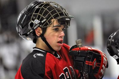 Power Play
Raymond Lawton and Brennan Goguen led the Old Rochester/Fairhaven Hockey Team to a 9-0 win over the Greater New Bedford Regional Vocational Technical High School Bears on the Bears home ice on Wednesday, January 7. Lawton netted three goals and assisted on another while Goguen scored two goals and assisted on three others as the Bulldogs ran their record 5-3-1 for the 2008-2009 season. (Photo by Tim Smith).
