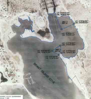 Aquaculture License Map
A hearing will take place on Tuesday, November 8, 2011, at a regularly scheduled Mattapoisett Board of Selectmen meeting, in the Town Hall conference room at 7:00 pm. At this meeting, current aquaculture license holder Robert Field will seek an amendment on his current license to include additional area, as outlined on the map. Map prepared by Field Engineering.
