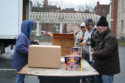 First Night Fireworks
Despite the rain, organizers continued with plans for fireworks at New Bedford's First Night on December 31, 2011. The fireworks are scheduled to take place over downtown and the harbor at 9:00 pm. Photo by Robert Chiarito.
