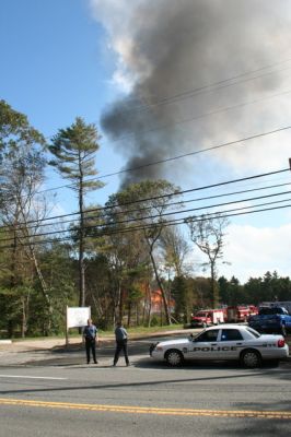 Fire at Mattapoisett Landing
A fire at Mattapoisett Landing on October 2, 2011 was part of a controlled burn exercise, according to the Mattapoisett Fire Department. Photo by Anne Kakley.
