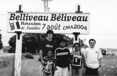012005
Members of the Belliveau family of Rochester pose with copies of The Wanderer at the recent Belliveau Family Reunion held in August 2004 in Belliveau Cover, Nova Scotia, Canada. Pictured here are Rochester residents six-year-old Sarah, eleven-year-old Tyler, and eight-year-old Jessica with cousins Jonathon and William Latino. 1/20/05
