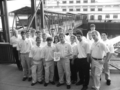 042805
Members of the award-winning ORR High School Jazz Band pose with a copy of The Wanderer while competing for the FAME Festivals World Championship Jazz Cup in Branson, Missouri last week. The band went on to take the title and returned home with two trophies to reward all their hard work. (Photo by and courtesy of Wayne Kellum). 4/28/05 edition
