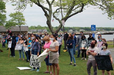 Black Lives Matter
Several hundred people marched from the Mattapoisett Park and Ride on North Street down to Shipyard Park on June 5 to participate in a “Black Lives Matter” protest organized by Bridgewater State University professor Sarah Thomas and Bristol Community College professor Stacie Hess and promoted by Tri-Town Against Racism. Photo by Mick Colageo
