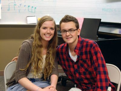 The Voice
ORRHS student Shannon Frink interviewed Mattapoisett resident Devon Barley, contestant on NBC's "The Voice", for ORR's Bulldog TV show, which airs on the Tri-Town's education channel (Channel 18 Comcast or Channel 37 Verizon). Photo courtesy of Debbi Stinson.
