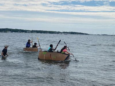 S.C.O.P.E.
For students at Old Rochester Regional Junior High School, S.C.O.P.E. (Supplemental Courses Offering Personal Enrichment) is a week-long enrichment program for 7th-grade students. Last week, students built cardboard boats and raced in an annual regatta at the Mattapoisett YMCA.  Photo submitted by Kathy Gauvin
