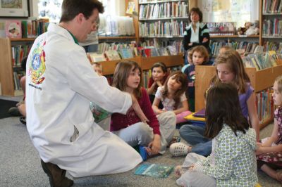Bugs, bugs, bugs
Do you know the difference between a bug and an insect? Are you well-versed in the parts of an insect  the head, thorax and abdomen? It was all things bugs when a Mad Scientist came to the Plumb Library in Rochester on April 22, 2010. Over a dozen children enjoyed the April vacation bug demonstration with hands-on activities and learning fun. Photo by Anne OBrien-Kakley.

