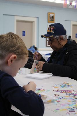 Create & Connectivity
As part of Art Week, the Marion Art Center joined the Council on Aging on Saturday morning, May 4, for a seniors and children’s “Create & Connectivity” event at the Benjamin D. Cushing Community Center. Participants of all ages used colorful paper cuts and glue to decoupage small wooden trays. Photos by Jean Perry

