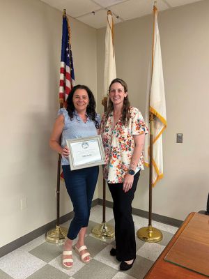 Cathy Barker
The Assistant Town Clerk of Marion, Cathy Barker, received the General Code's Municipal Clerks Honor Roll Award last week. Attaining the most nominations in the entire state, Barker stands next to Town Clerk Katrina Desroches to accept the award. Photo submitted by Katrina Desroches
