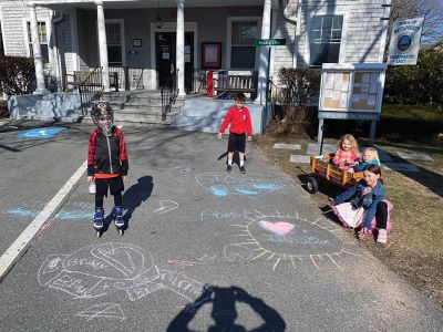 Chalk the Walk
Many folks in the Tri-Town took advantage of the good weather and free time to get out and “Chalk the Walk,” drawing and writing inspiring messages for passers-by to see. Submitted photo
