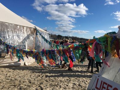 Freezing For A Reason
Friends bare it all for the 8th annual Freezing For A Reason on New Year’s Day 2020. Wearing designer shower caps were Maura Kelley, Helen Muller, and Linda Duchaine. They attended the event in memory of Richard Bartlett. 
