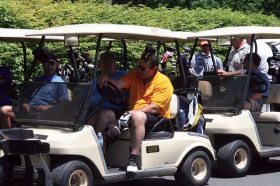 Hall of Fame Golf Tournament
Golfers await the start of Sunday's Old Rochester Regional High School Athletic Hall of Fame Golf Tournament at the Acushnet River Valley Golf Course. Photo by Laura Fedak Pedulli. 
