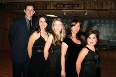 Voices in Time
Accomplished musician Mark Mahar will join Voices in Time for a Big Band Caberet on December 27. With songs like "A-Train", "Boogie-Woogie Bugle Boy" and "Cry Me a River", the Caberet is sure to be a hit. The Big Band Caberet will be held at the Mattapoisett Knights of Columbus hall on December 27 at 5:30 pm. Pictured here from left to right: Mark Mahar, and Voices in Time performers Jillian Jensen, Jessica Walther, Sharon Jensen and Sara Achorn.
