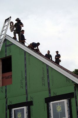 Buzzards Bay Area Habitat for Humanity
On Friday, a local mother and her two daughters were the beneficiaries of a new roof on their Route 6 house after Buzzards Bay Area Habitat for Humanity resumed its first home build in Mattapoisett. The project had been delayed by the COVID-19 pandemic. See story. Photos by Mick Colageo
