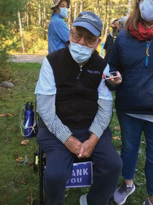 Brad Hathaway
It took 32 years, but on October 3 Mattapoisett resident Brad Hathaway completed his “Walk around the World” along Aucoot Road, accompanied by well over 100 friends and supporters of his mission refocused some years ago from what had begun as a fitness prescription to a fundraising effort for the Mattapoisett Land Trust. Hathaway, 88, is a co-founder of the MLT and has dedicated his life toward preserving and protecting lands that his ancestors first came upon hundreds of years ago. 
