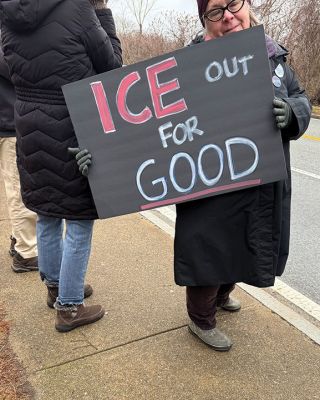 No ICE for Good Rally
No ICE for Good Rally was held on January 11 at Dunseith Gardens, up and down North Street and Route 6. Music and message gathered two-hundred plus for two hours plus. Photo by Jennifer Shepley

