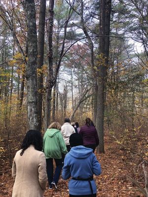 Mattapoisett Land Trust
The Mattapoisett Land Trust held a lovely, mindfulness walk in beautiful weather, led by local yoga and mindfulness instructor Carly Baumann. The planned, hour-long session went so well and people were enjoying their peace and relaxation so much that attendees stayed an extra half-hour. Photo by Colleen Andrews
