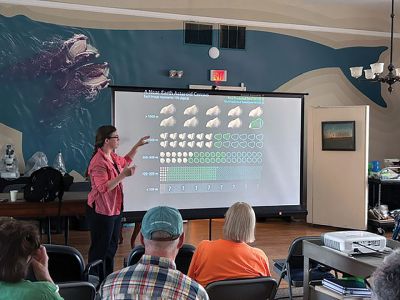 Marion Natural History Museum
A dramatic meteor event that shook homes across southern New England took center stage at the Marion Natural History Museum on July 24, 2026. Dr. Sarah Caudill, Professor of Astronomy at the University of Massachusetts Dartmouth, presented a program on the spectacular May 30 Cape Cod Bay fireball. Many thanks to Professor Caudill for the fascinating program. Photo courtesy Elizabeth Leidhold
