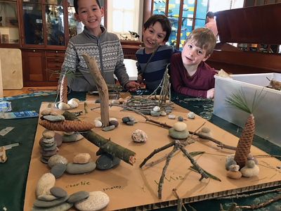 Marion Natural History Museum
The Marion Natural History Museum after school group had a great time working with natural materials to create structures, candleholders, jewelry boxes, cairns, and a communal landscape complete with bridge, benches, and trees. As usual, the kids exhibited outstanding cooperation, creativity, and imagination. The museum thanks the following for helping the students with their creations: David Dodge, Faye Parker, Katie Resendiz, Kylie Snider, Alex Giannans and Evan Costa. Photo courtesy Elizabeth Leidhold
