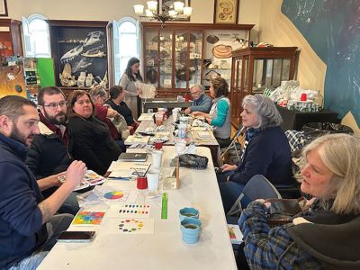 Marion Natural History Museum
On Saturday, January 10 the Marion Natural History Museum’s Nature Journaling program had a great time working with watercolors. We created color wheels and different techniques we could use to paint with watercolors. Next program is February 21 - Pen and Ink and Ink Wash. No experience necessary. To register please go to the museum’s website: www.marionmuseum.org. Photo courtesy Elizabeth Leidhold
