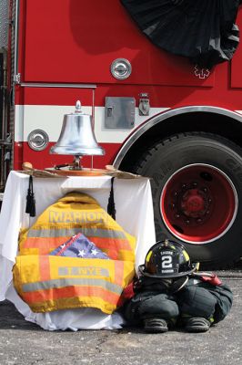 Marion Fire Department 
Sunday was a solemn day for the Tri-Town and its first responders as many gathered to honor Thomas Nye, 72, a 45-year veteran of the Marion Fire Department who died February 27 in the line of duty. Over 100 firefighters, police officers, and EMS personnel from the Tri-Town and beyond marched together down Route 6 in Mattapoisett on March 3 to pay their respects to their fallen comrade who suffered a cardiac arrest at home after assisting in a fire call the night before. Photos by Jean Perry
