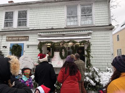 Marion Village Christmas Stroll
The Marion Village Christmas Stroll was this past cold and snowy Sunday. Santa and Ms. Clause arrived by their usual boat, though the cold and the wind sure made it look difficult to dock. Excited kids hurled snowballs all around (and at each other) as they waited for St. Nick. Photo by Sam Bishop
