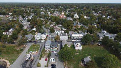 From Above
Most of the town center from above Town Wharf. Center School stands out with its clock tower’s height.
