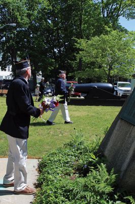  Mattapoisett Memorial Day 
It was a great turnout for the Mattapoisett Memorial Day observance on Monday afternoon, which began at Center School and then proceeded to the library for the placement of flowers on the monuments before parading over to Town Wharf to place a wreath in the outgoing tide to honor those lost at sea. Photos by Jean Perry
