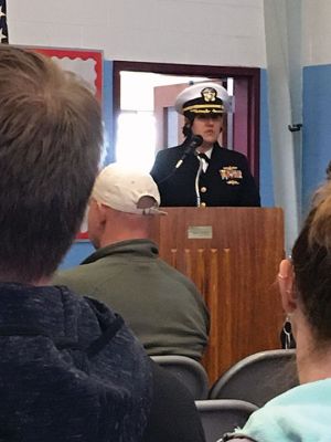 Mattapoisett Veterans Day
Mattapoisett invited guest speaker to give the main address at the annual Veterans Day observance at Old Hammondtown School on Monday. The ceremony was hosted by Rachel Perron, the new Commander of the American Legion Post 280. Photos by Marilou Newell
