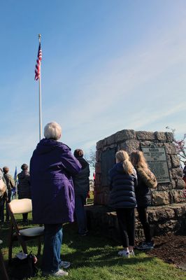 Marion Veteran's Day
James R. Holmes, the J.C. Wylie Chair of Maritime Strategy at the Naval War College in Newport, Rhode Island, spoke to Marion citizens gathered at Old Landing for Veterans Day observances on November 11. Also speaking were Select Board Chair Norm Hills, Town Administrator Jay McGrail, and the Reverend Eric E. Fialho, rector of St. Gabriel’s Episcopal Church. Supporting with their participation were Marion Cub Scouts and the Sippican Elementary School Band under the direction of Hannah Moore. 
